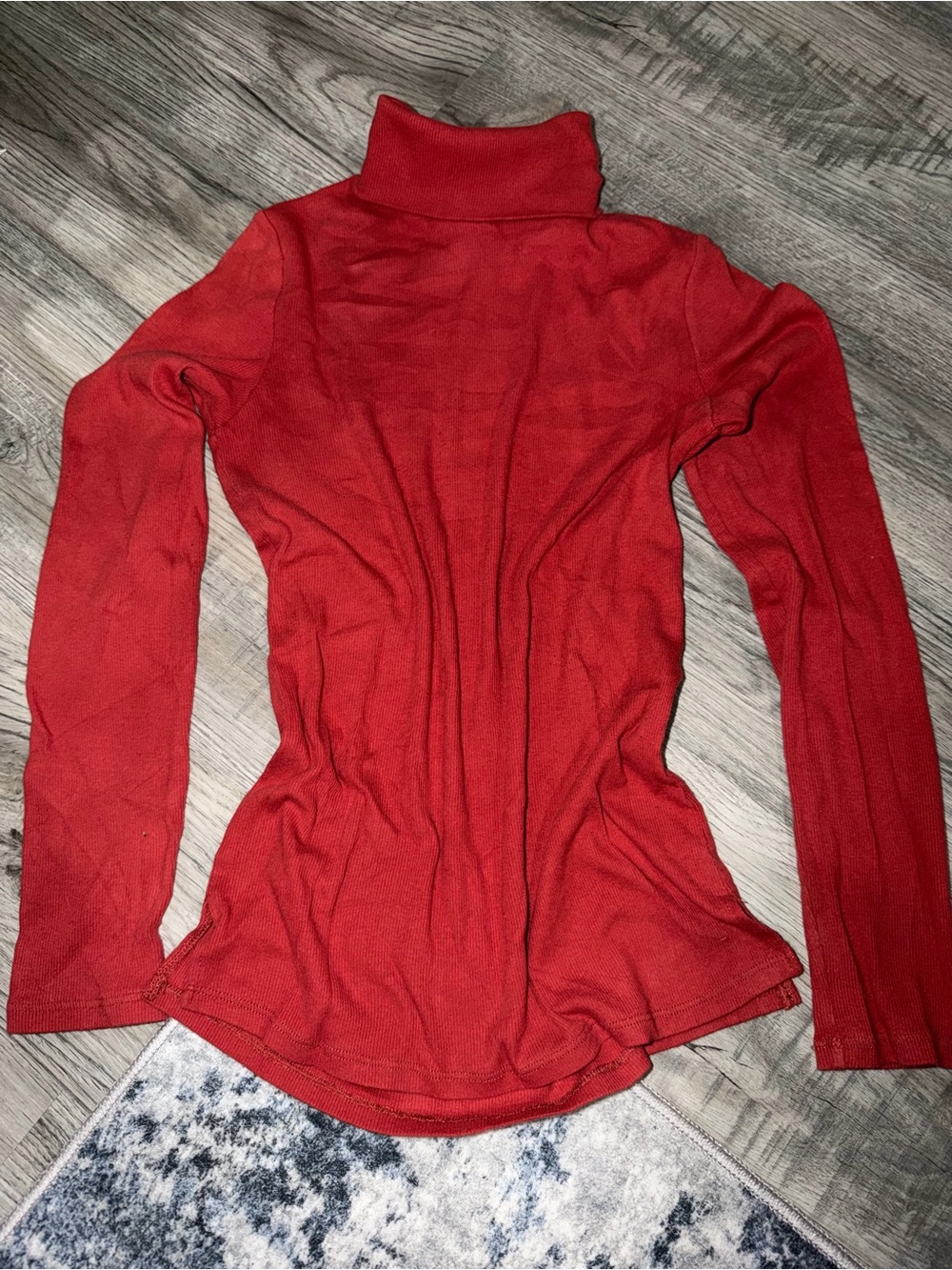 Red Turtleneck Long Sleeve Top